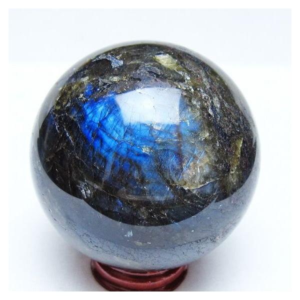 ラブラドライト 丸玉 73mm スフィア 置物 一点物 151-9121 : 天然石