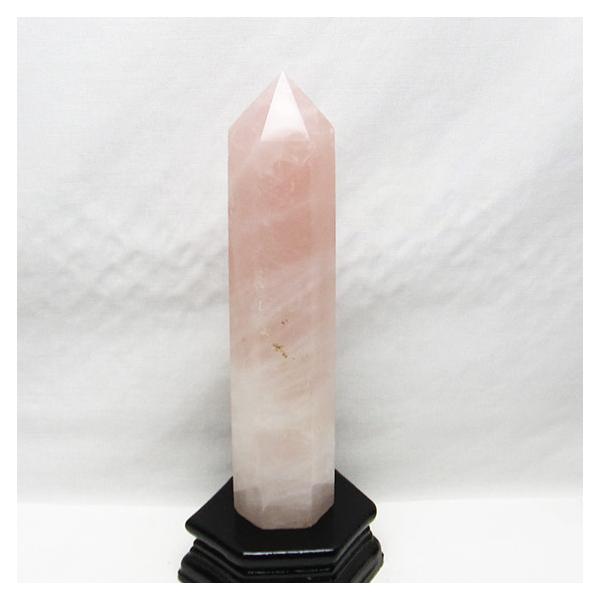 ローズクウォーツ　六角柱（ポイント） ローズクォーツ ポイント 六角柱 台座付属 一点物 152-2587 : 天然石