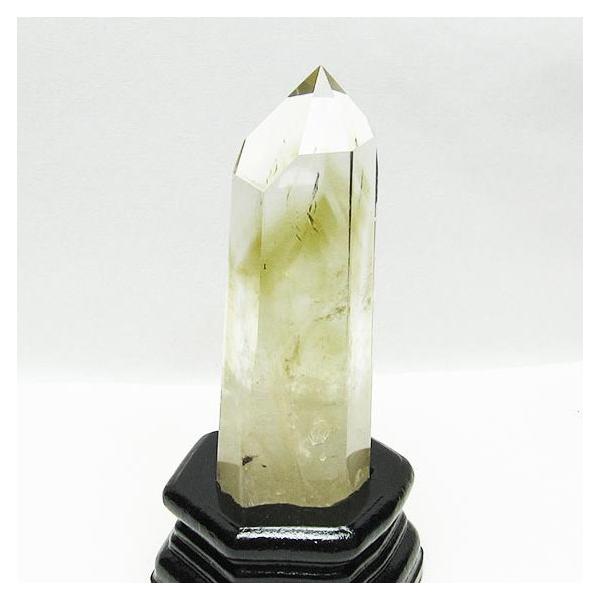 SALEシトリン六角柱　ブラジル産　ポイント　天然石　置物　木の台座付き 1.5Kg シトリン 六角柱 シトリンクォーツ ポイント 台座付属 一点物