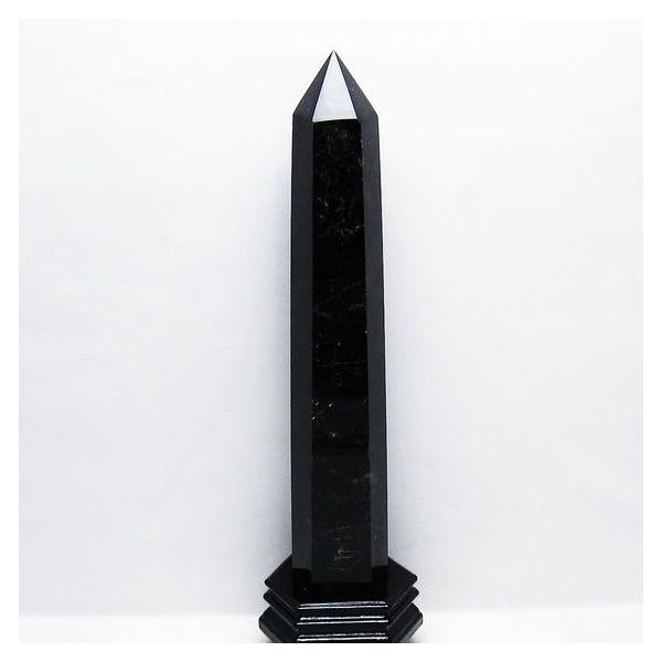 1.8Kg モリオン 黒水晶 六角柱 台座付属 一点物 [送料無料] 152-3227