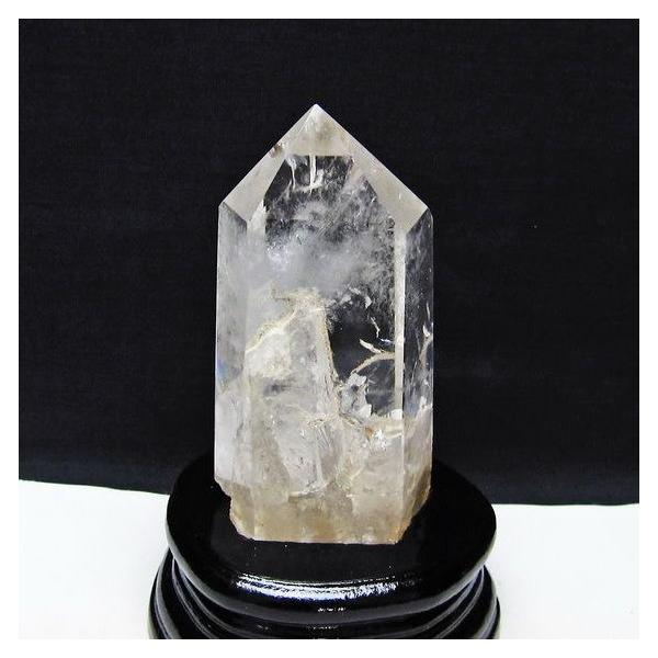 水晶置物　パワーストーン原石 水晶 六角柱 ポイント 原石 置物 台座付属 送料無料 一点物 152-4607
