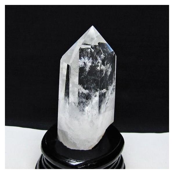 水晶 六角柱 ポイント 原石 置物 台座付属 送料無料 一点物 152-4617