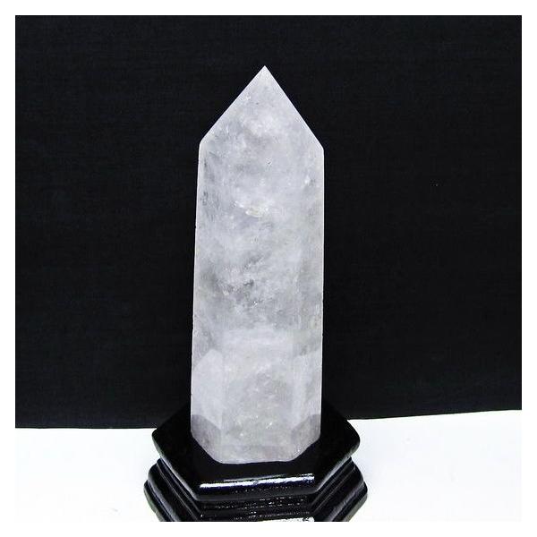 水晶 六角柱 ポイント 原石 置物 台座付属 一点物 152-4655 : 天然石