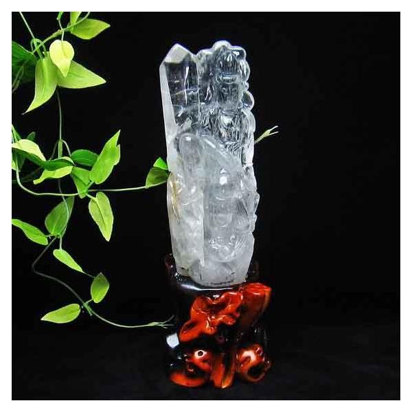 1Kg クリスタルクォーツ 水晶 彫刻品 オブジェ 置き物 手彫り観音置物