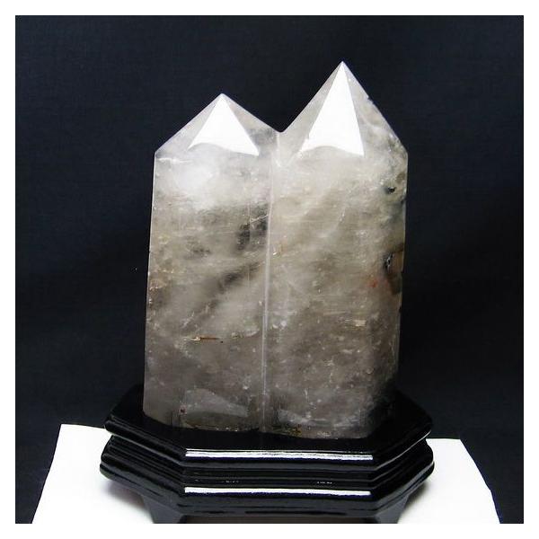 2.8Kg 水晶 六角柱 ダブルポイント 台座付属 送料無料 一点物 162-237