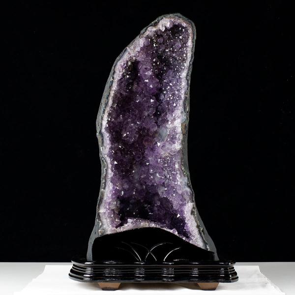 ブラジル産　フラワー　ピンク　アメジストドーム　置物 木製台座付き 15.8Kg アメジストドーム ブラジル産 アメジスト ドーム 原石 置物