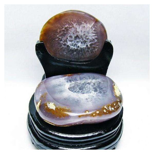 1.1Kg トレジャーメノウ アゲート ジオード 台座付属 一点物 送料無料