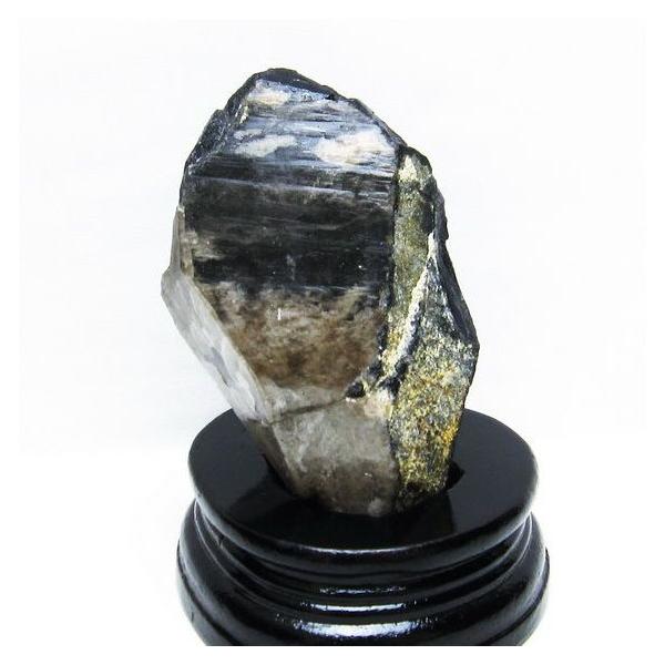 超希少純天然黒水晶モリオン鉱石六角柱台座付き