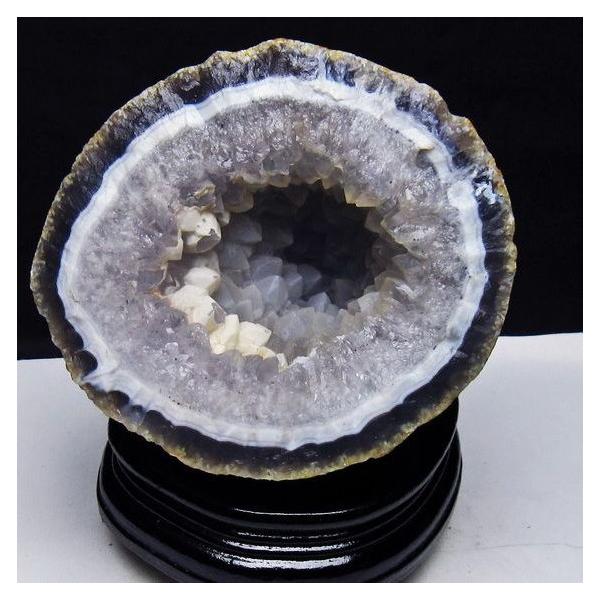 1.7Kg アゲート ジオード 原石 置物 台座付属 瑪瑙 メノウ 晶洞 一点物