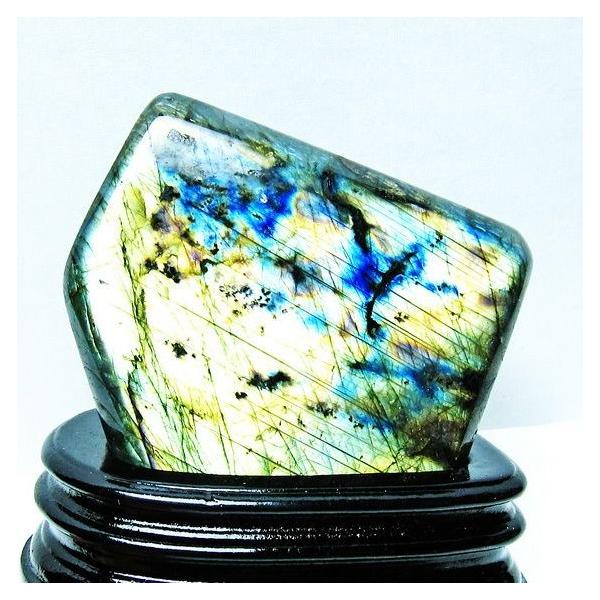 ラブラドライト標本 木製台座付き ラブラドライト標本 木製台座付き