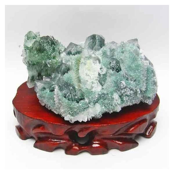 緑水晶 クラスター 598g 台座付属 送料無料 一点物 182-605 : 天然石