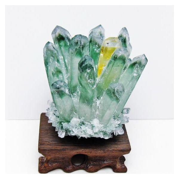緑水晶 クラスター 原石 台座付属 一点物 182-7365 : 天然石