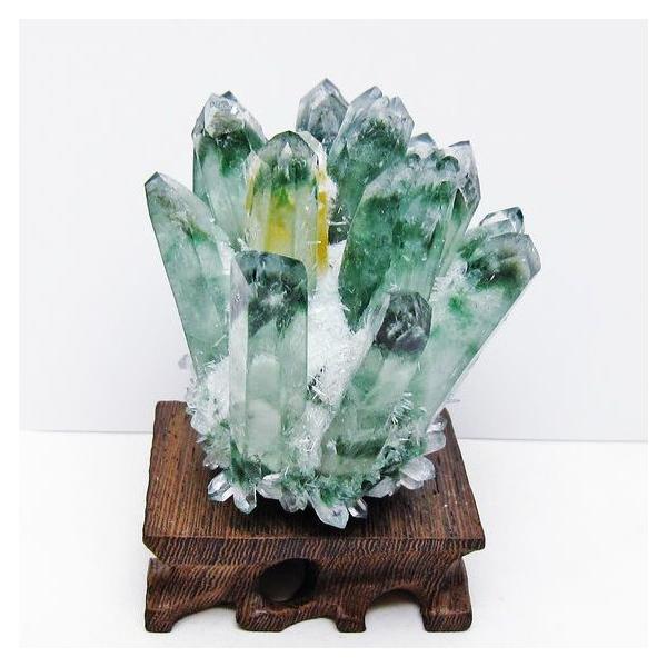天然石　原石　置物　台座付 緑水晶 クラスター 原石 台座付属 一点物 182-7374 : 天然石
