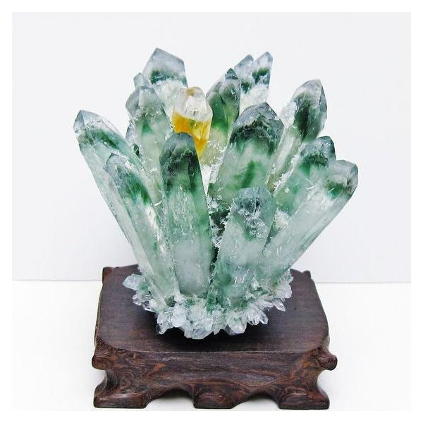 緑水晶 クラスター 原石 台座付属 一点物 182-7459 : 天然石