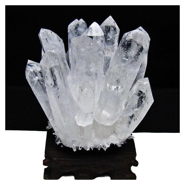1.1Kg 水晶 クラスター 原石 台座付属 一点物 送料無料 182-8366