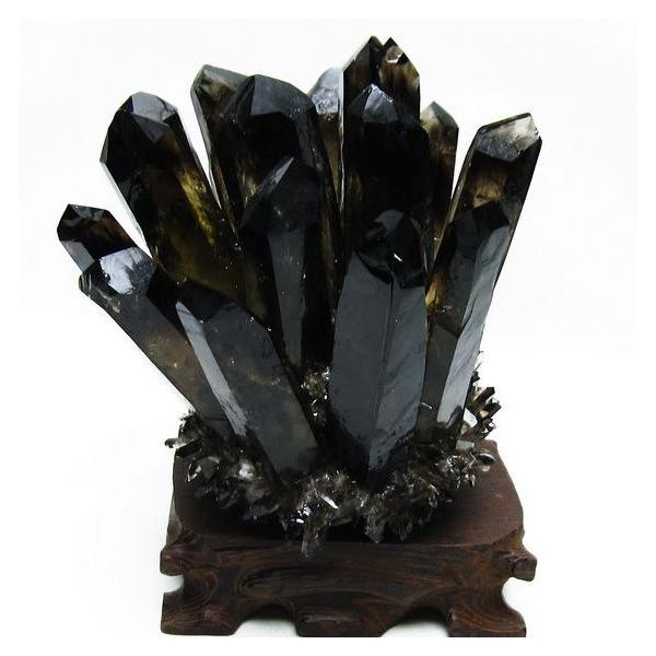 【最強の守護石】観音水晶　モリオン　黒水晶　ラフストーン　台座付き 最強の守護石】観音水晶 モリオン 黒水晶 ラフストーン 台座付き