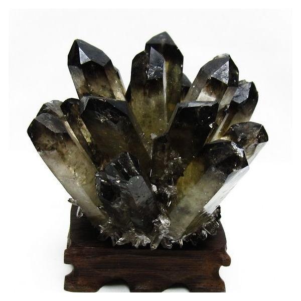 モリオン クラスター 黒水晶 原石 台座付属 一点物 送料無料 182-8414