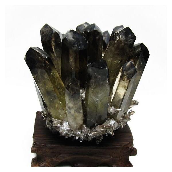 モリオン クラスター 黒水晶 原石 台座付属 一点物 送料無料 182-8415