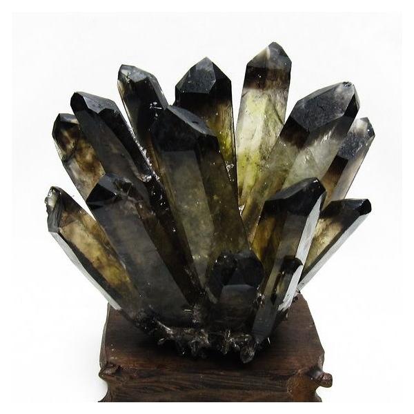 モリオン 原石 (台座付き) モリオン クラスター 黒水晶 原石 台座付属 一点物 送料無料 182-8436