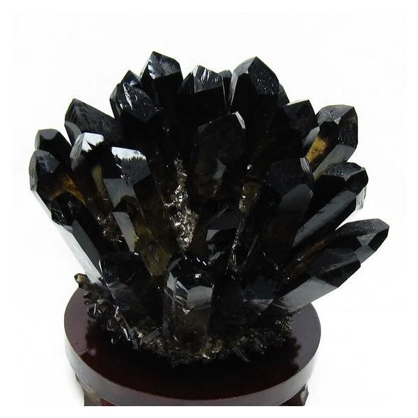 1.6Kg モリオン クラスター 黒水晶 原石 台座付属 一点物 送料無料 182