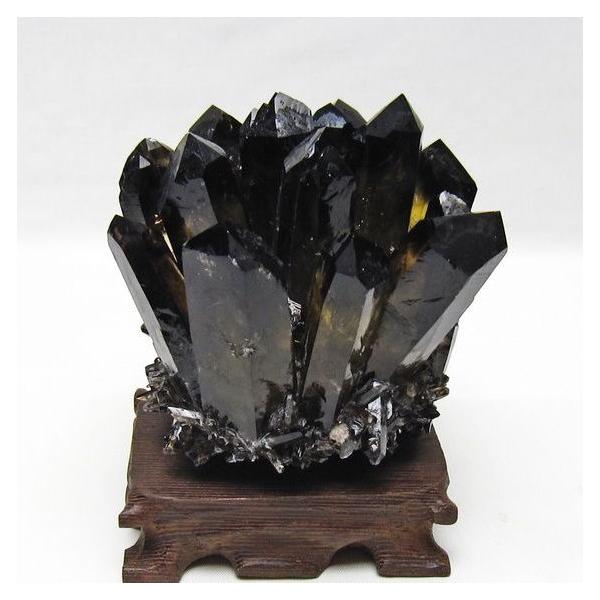 モリオン クラスター 黒水晶 原石 台座付属 一点物 送料無料 182-8672