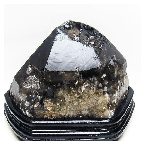 5.5Kg モリオン 黒水晶 原石 エレスチャル 台座付属 一点物 送料無料