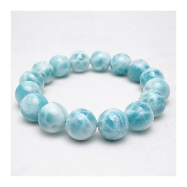 天然無処理　ラリマー ブレスレット 13mm-53.9g ケイトスペードニューヨーク トップス天然無処理ラリマー