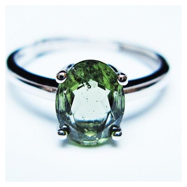 モルダバイト指輪　14〜15号 モルダバイト リング モルダウ石 指輪 フリーサイズ 13号 一点物 送料