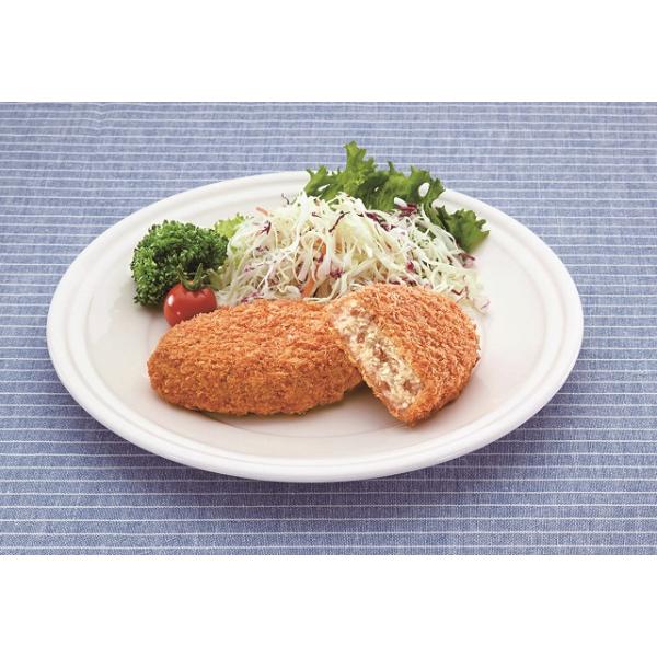 ◇ポイント：衣と中具のバランスがよく、中具のおいしさをダイレクトに感じられるコロッケです。◇最終加工地：日本(北海道)◇主要原材料：野菜〔じゃがいも(国産)、たまねぎ〕、砂糖、牛肉、パン粉、粒状植物性たん白、しょうゆ、発酵調味料、食塩、ビー...