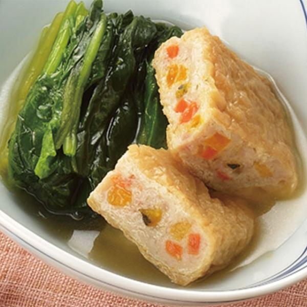 ◇ポイント：鶏肉・豚肉と豆腐、彩り野菜を合わせた中具を油揚げで包んだいなりです。じっくり煮ふくめ、食べやすく仕上げました。ボイリングパックで簡単に調理できます。◇最終加工地：日本(石川)◇主要原材料：油揚げ(国内)、食肉(鶏肉、豚肉)、野菜...