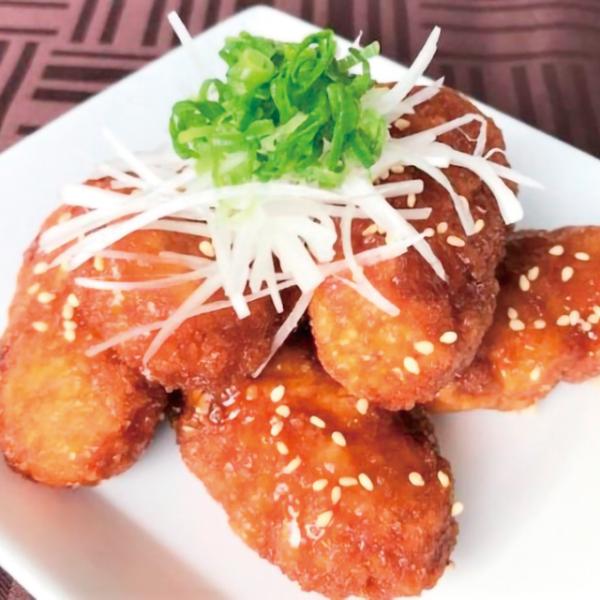 おつまみやお弁当のおかずにピッタリな甘辛ダレのささみフライです。自然解凍やレンジで調理できます。◇最終加工地：日本(愛媛)◇主要原材料：鶏肉、大豆たん白食品(粉末状植物性たん白、でん粉)、しょうゆ、砂糖、粉末状植物性たん白、植物油脂、加工酢...