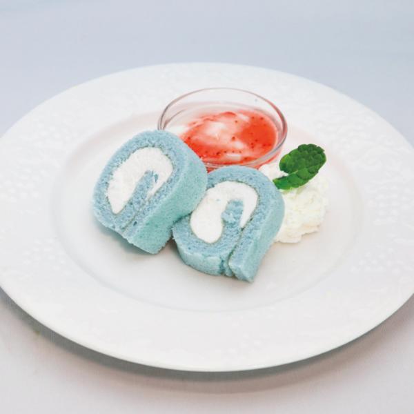 映え＆推し活＆キャラクターもできる「ブルー系」淡い水色のスポンジでヨーグルト風味のクリームを巻きました。◇最終加工地：日本(山形)◇主要原材料：乳又は乳製品を主要原料とする食品(国内製造)、鶏卵、砂糖、小麦粉、液卵白、粉末油脂、水あめ、ショ...