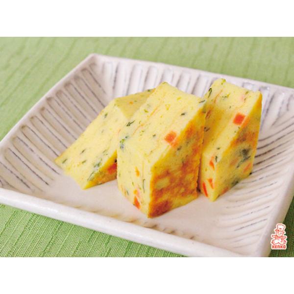 舌でつぶせるほどしっとりとやわらかく焼き上げたふくさ焼きです。食物繊維を含みます。具材の彩りが良く、ほんのり甘くやさしい味付けです。本品はおいしく召し上がっていただける様やわらかく仕上げておりますが、嚥下が困難な方の安全な摂食を保証するもの...