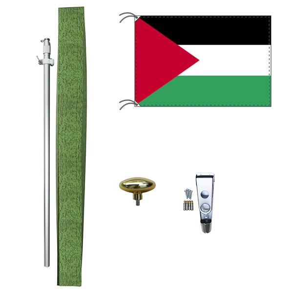 TOSPA パレスチナ 国旗 DXセット 70×105cm 国旗 アルミ合金ポール 壁面設置部品のセット 日本製 世界の国旗シリーズ