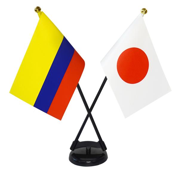 TOSPA コロンビア 国旗 ミニフラッグ 2本立てセット 旗サイズ10.5×15.7
