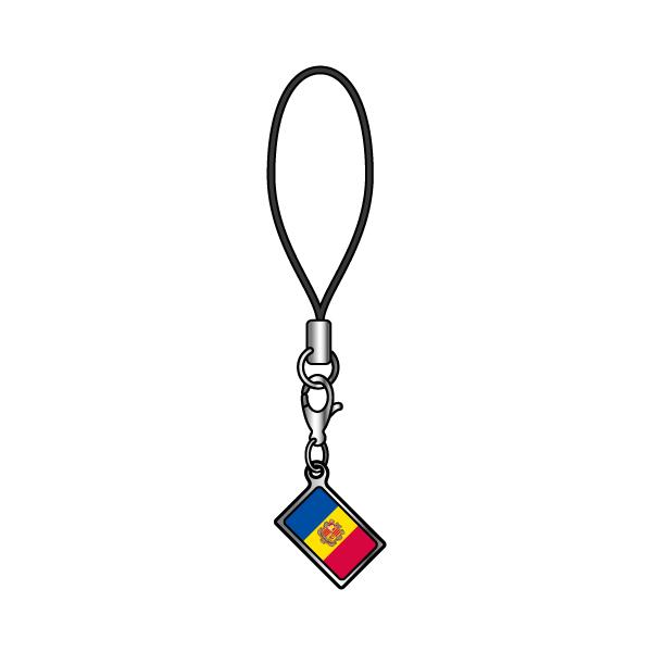 TOSPA ストラップ アンドラ 国旗柄 チャーム部分サイズ約1cm ×1.5cm