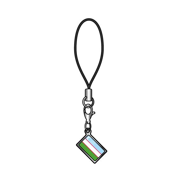 TOSPA ストラップ ウズベキスタン 国旗柄 チャーム部分サイズ約1cm ×1.5cm
