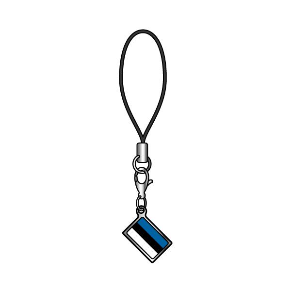 TOSPA ストラップ エストニア 国旗柄 チャーム部分サイズ約1cm ×1.5cm