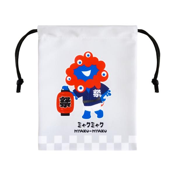 キャラクターグッズ 博多織ミャクミャク高級巾着袋 青デザインこみゃく