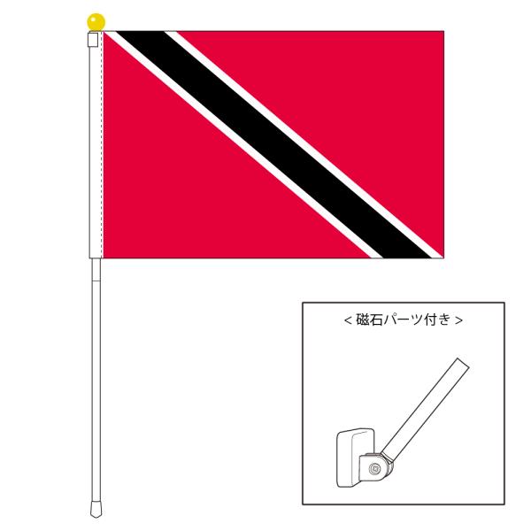 TOSPA トリニダード・トバゴ 国旗 ポータブルフラッグ マグネット設置