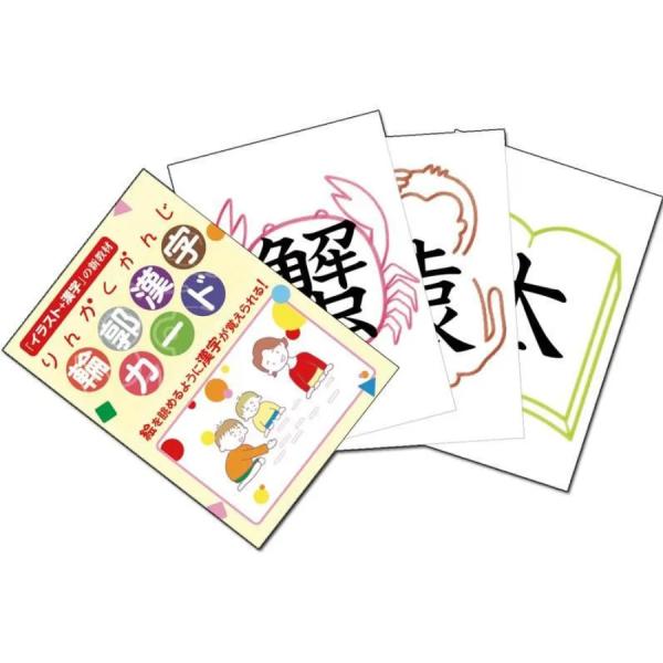 輪郭漢字カード 第1集 48枚 B6 漢字学習 フラッシュカード 読みの練習 特別支援教育 TOSS教材