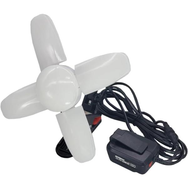 マキタ互換バッテリー対応の屋内用クリップランプ、WING ACE「スーパールミネX BPM SLX-3000BPM」。3000ルーメンの明るさと25W消費電力で高効率。約4.5時間の連続点灯（18V／6.0Ah使用時）で長時間作業も安心。ク...