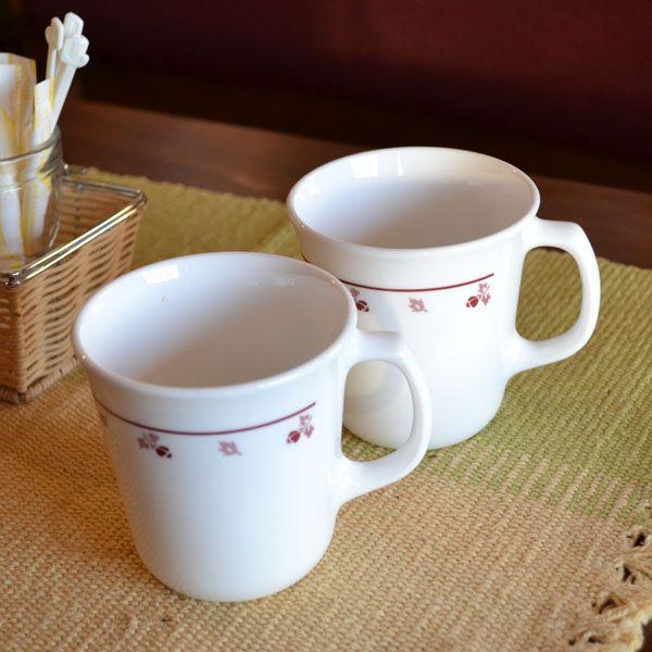 オールドパイレックス（コーニング） バーガンディーローズ マグ 2個 