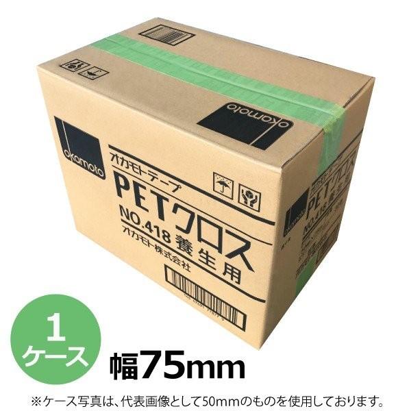 養生テープ 緑 オカモト PETクロス No.418 若草色 75mm×25m 1ケース(18