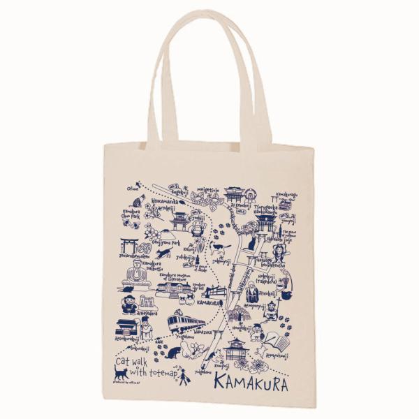 イラスト エコトートマップお散歩猫ちゃんシリーズ 鎌倉 生成り Etm015 Totemap 通販 Yahoo ショッピング