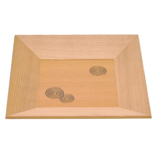 杉四方盆　干菓子器　渦（22.7角×3.2ｃｍ）　（化粧箱）