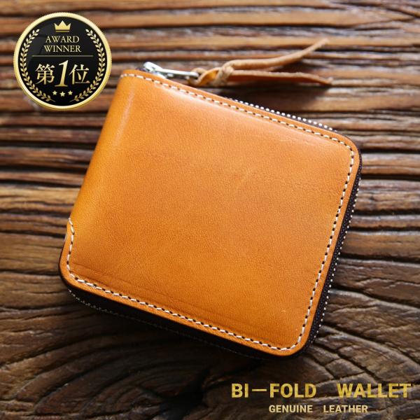 【上質な本格財布】本革ならではの上質な質感は、どんな場面にもお使い頂けます。一流の革職人が手作り、緻密に仕立てられたメンズ二つ折り財布です。高品質な本革は耐久性に優れ、手触り・肌馴染みが抜群な素材です。【仕様】 材質 ：牛革サイズ： 縦11...