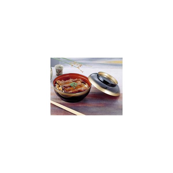 蓋付き丼 5寸平煮物椀 黒金かすみつば金内朱（直径 16.3cm