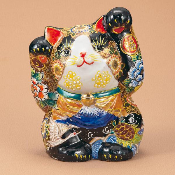 九谷焼 8.8号福招猫 盛吉祥鶴亀｜ 置物 縁起物 招き猫 人気 ギフト