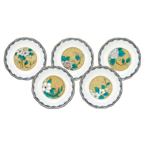 九谷焼 3.8寸小皿揃 吉田屋丸紋草花 / 美山窯 ｜和食器 皿 人気 ギフト